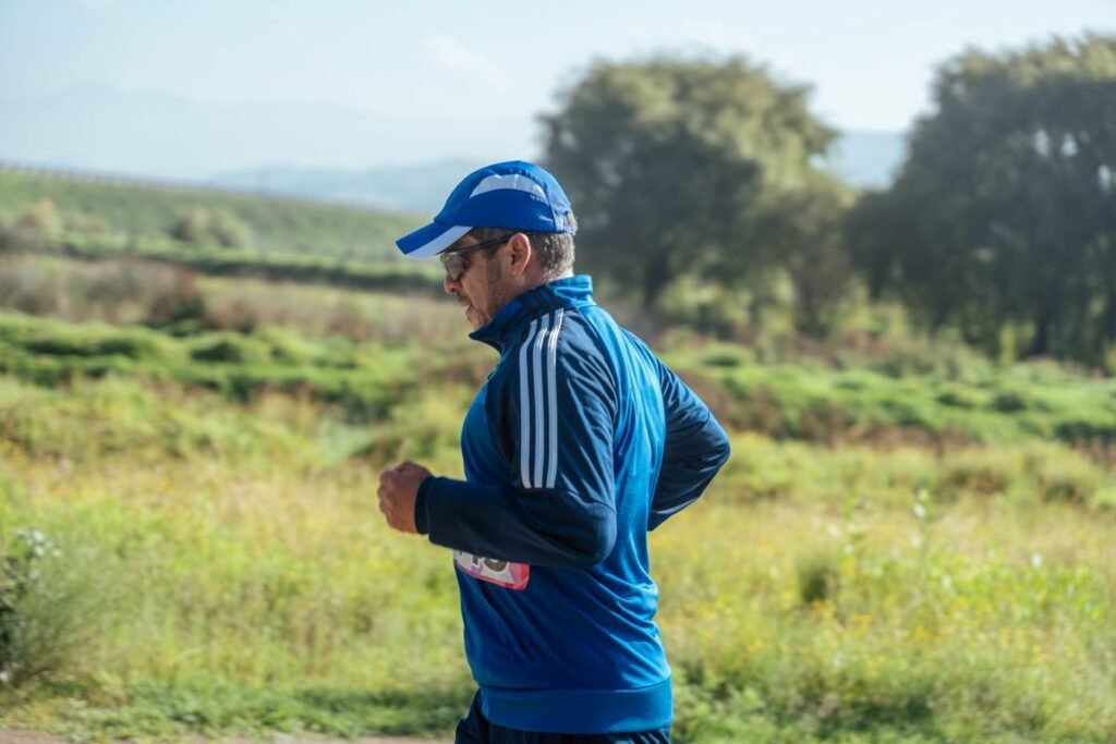 Middle-aged man jogging for a healthy lifestyle